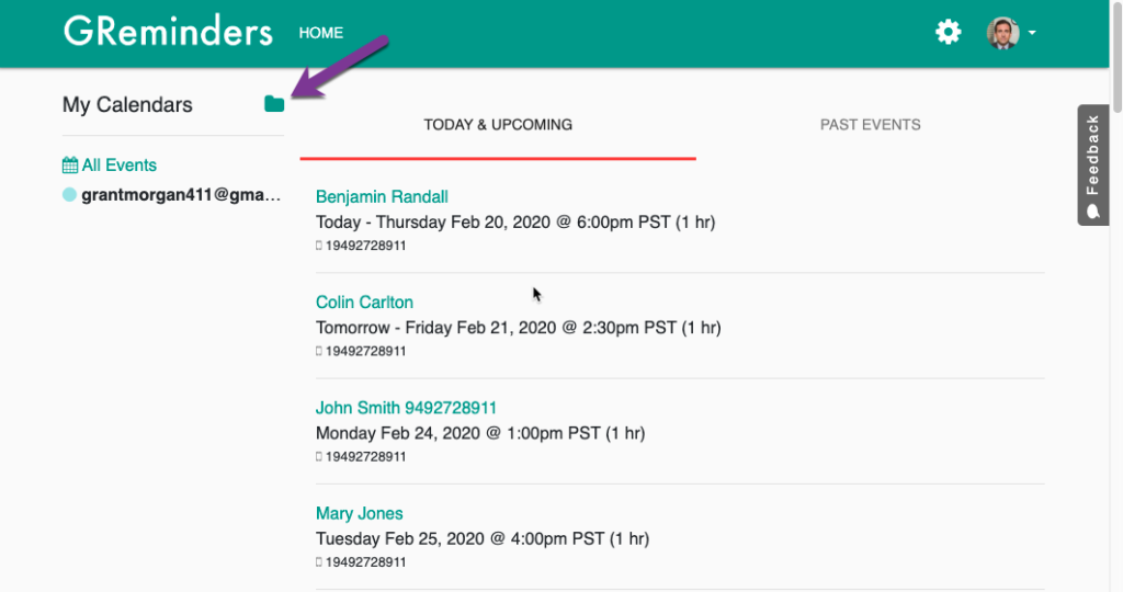 greminders sms reminders manage calendars