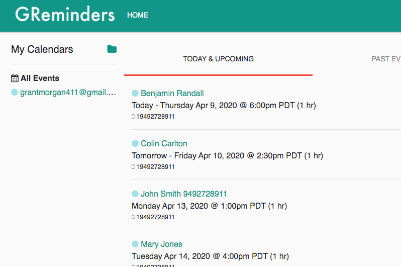 Appointment Reminders for Google Calendar