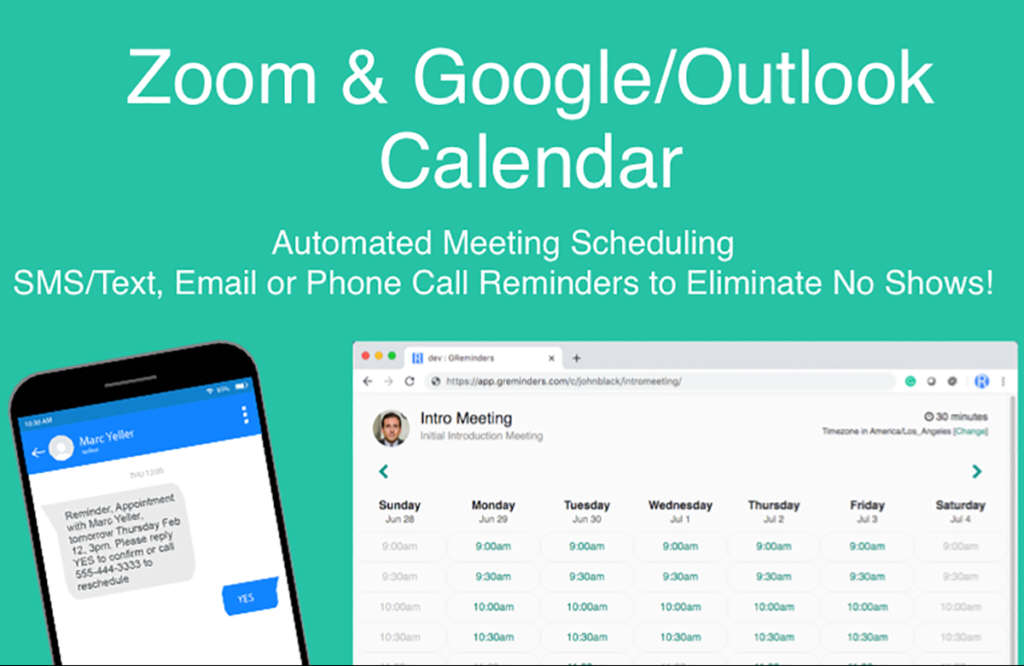 Zoom Meeting Scheduler Using SMS/Text Reminders | GReminders