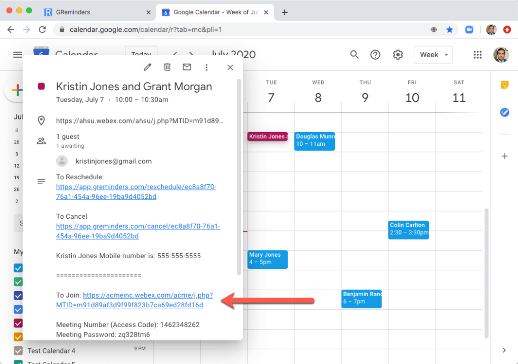 Cisco Webex Meetings Scheduler SMS / Text Reminders for Google and