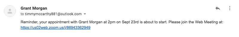 zoom email reminder