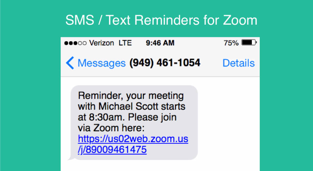 Text Reminders for Zoom