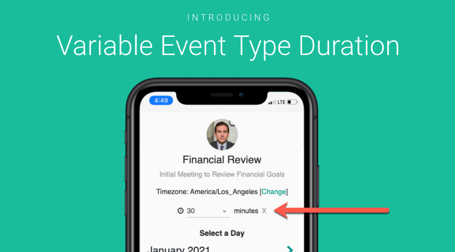 Allow your customers to select the event duration