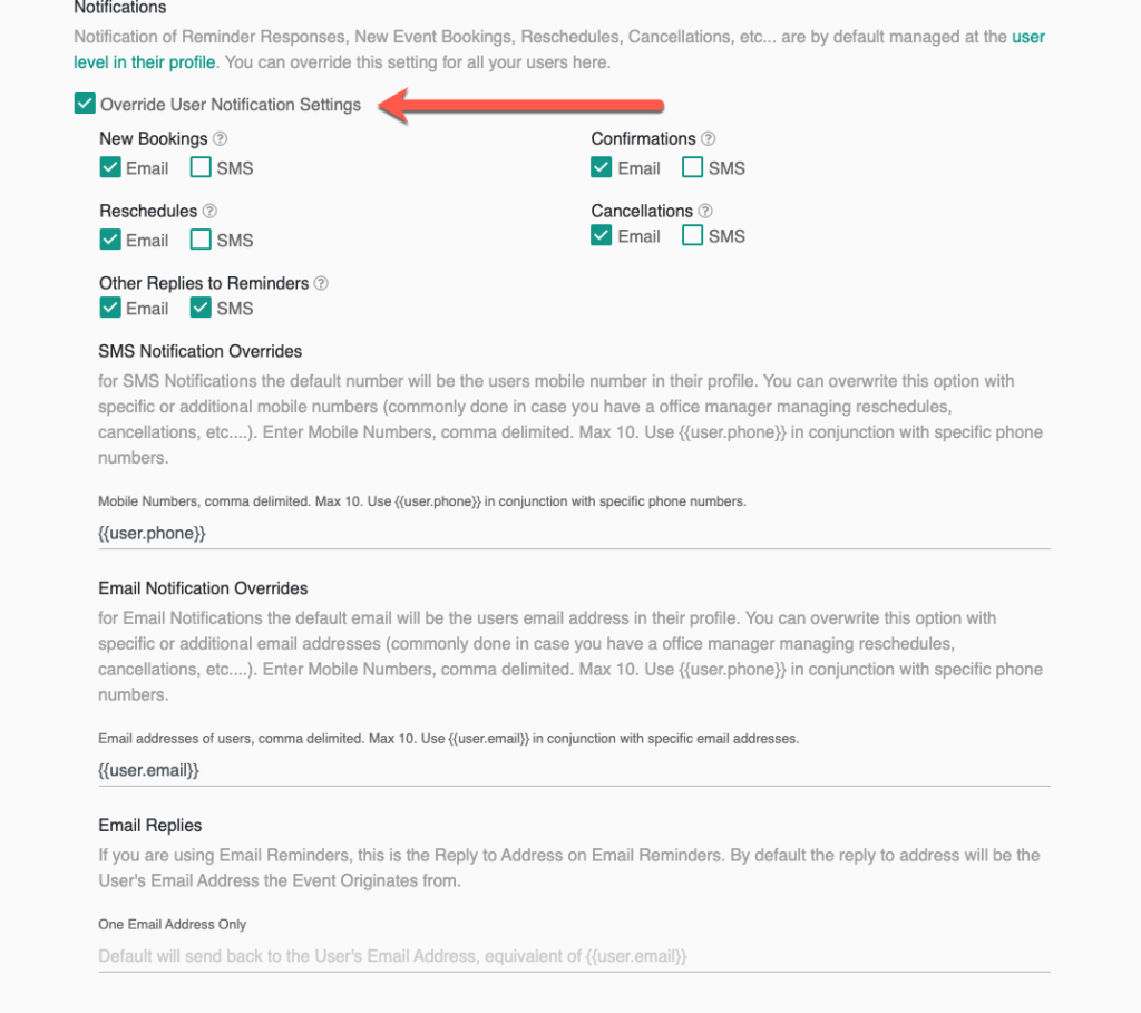 Override Notification settings