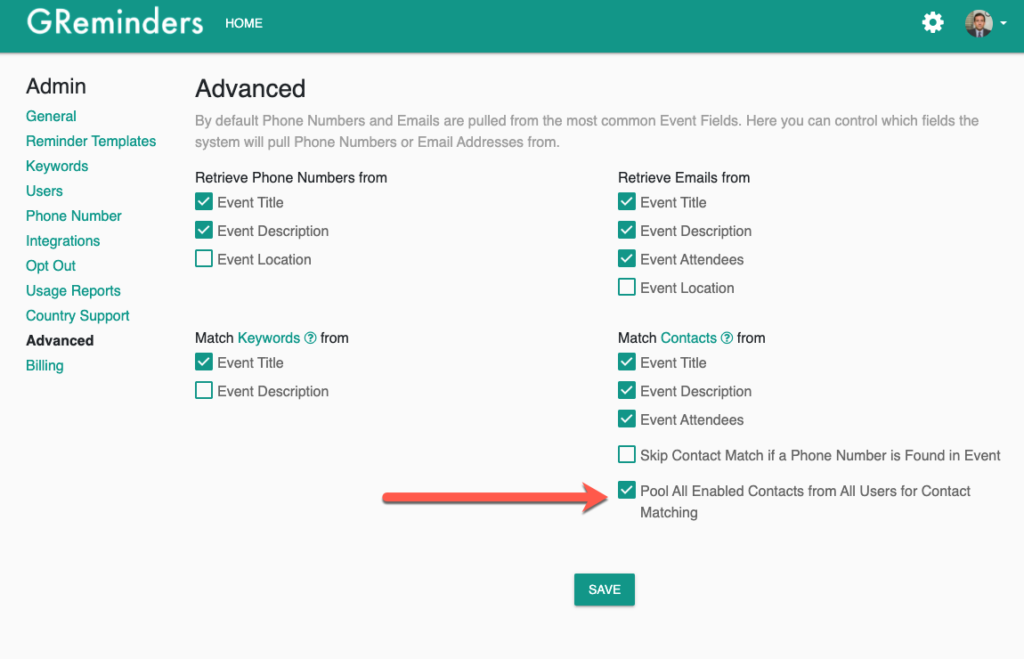 Select Pool all enabled contacts from all users