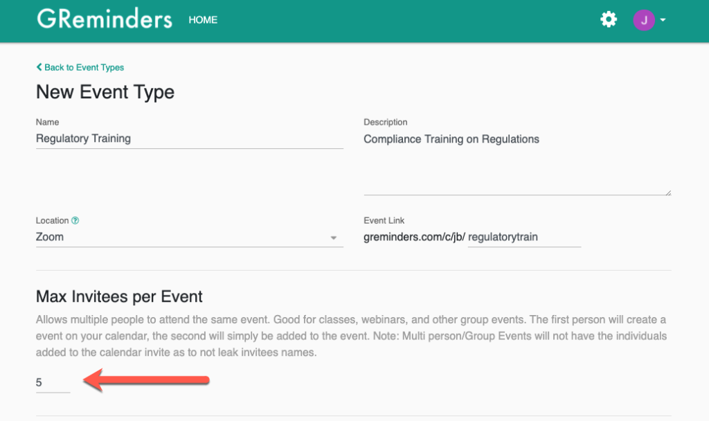 Online Scheduling Max Attendees Per Event