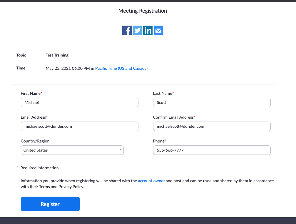 The client registration