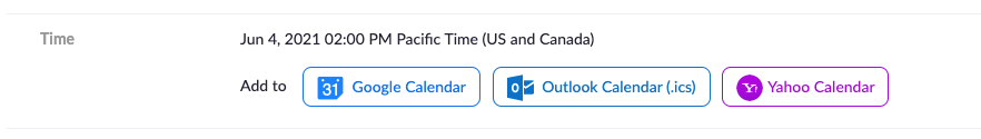 Add events to your google or outlook calendar