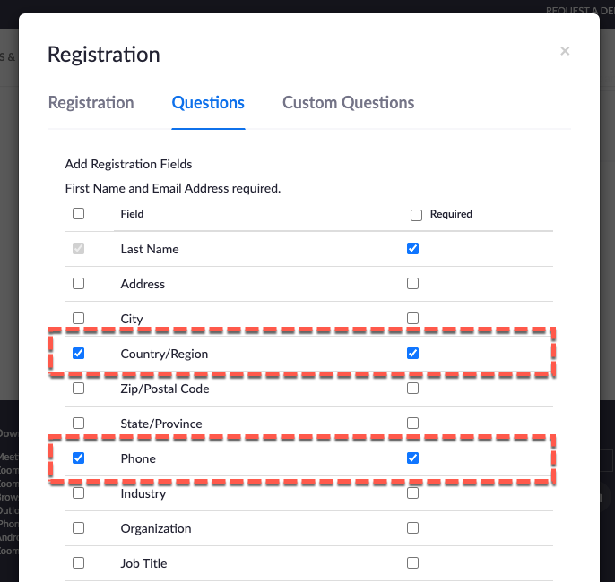 Select country to validate phone numbers