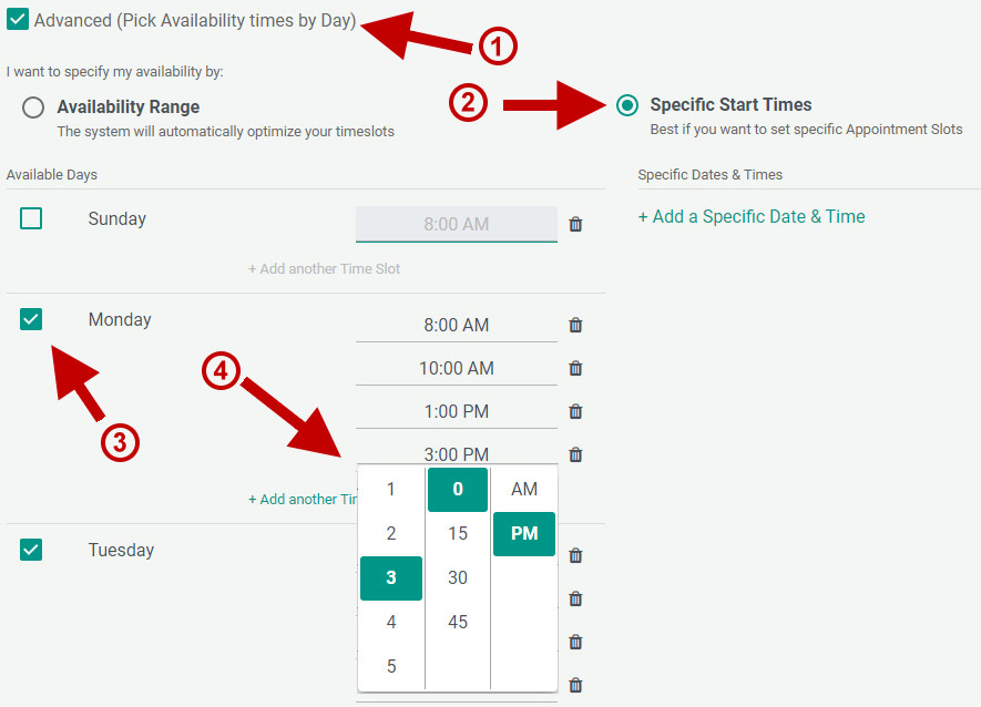 Specific Start Time Setup