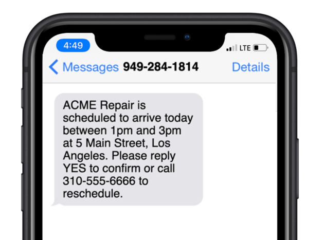 Text message example