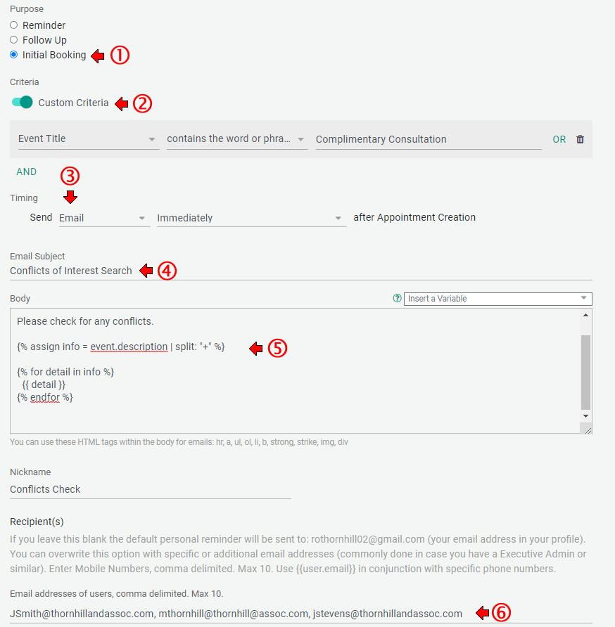 Setup Personal Reminders