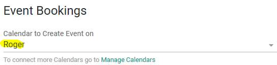 Select Calendar to Book events on