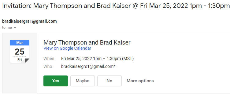 Google Calendar Invite