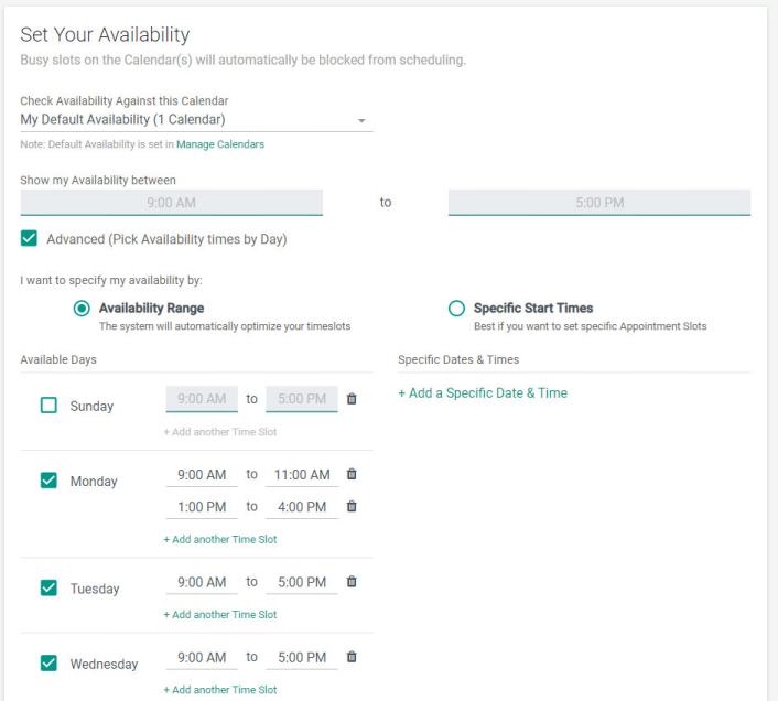Setting your availability