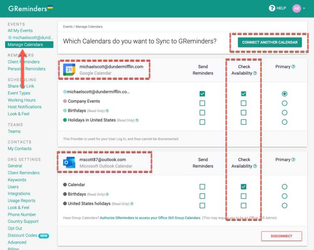 Working With Multiple Calendar Accounts SMS Text Reminders For 