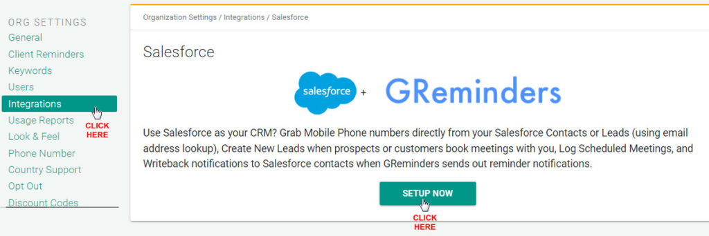 Integrate Salesforce with GReminders