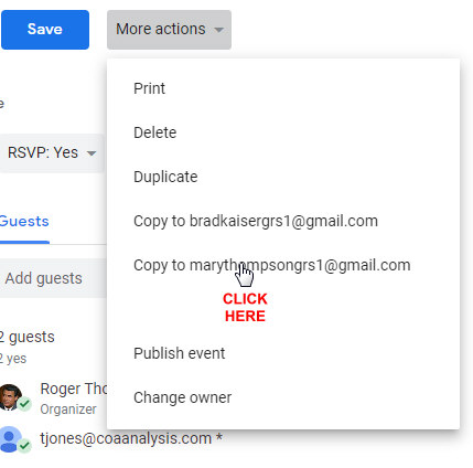 assign event in Google Calendar