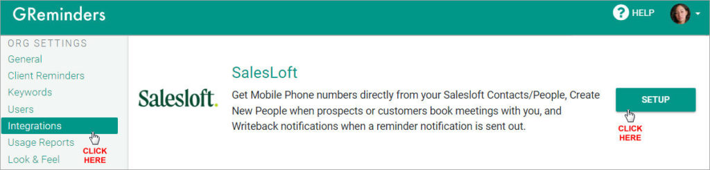 Integrate GReminders with SalesLoft