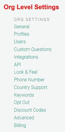 Org Level Settings