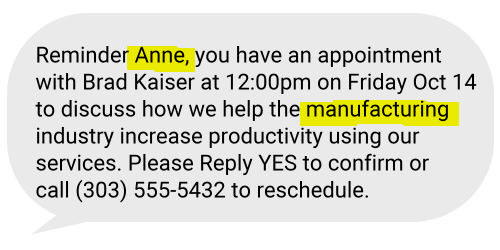 Example Text Message Reminder