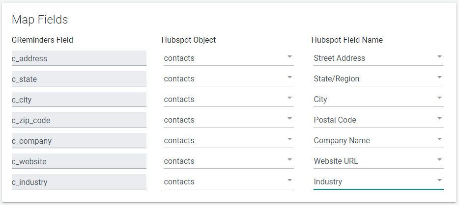 Mapping Questions to Fields