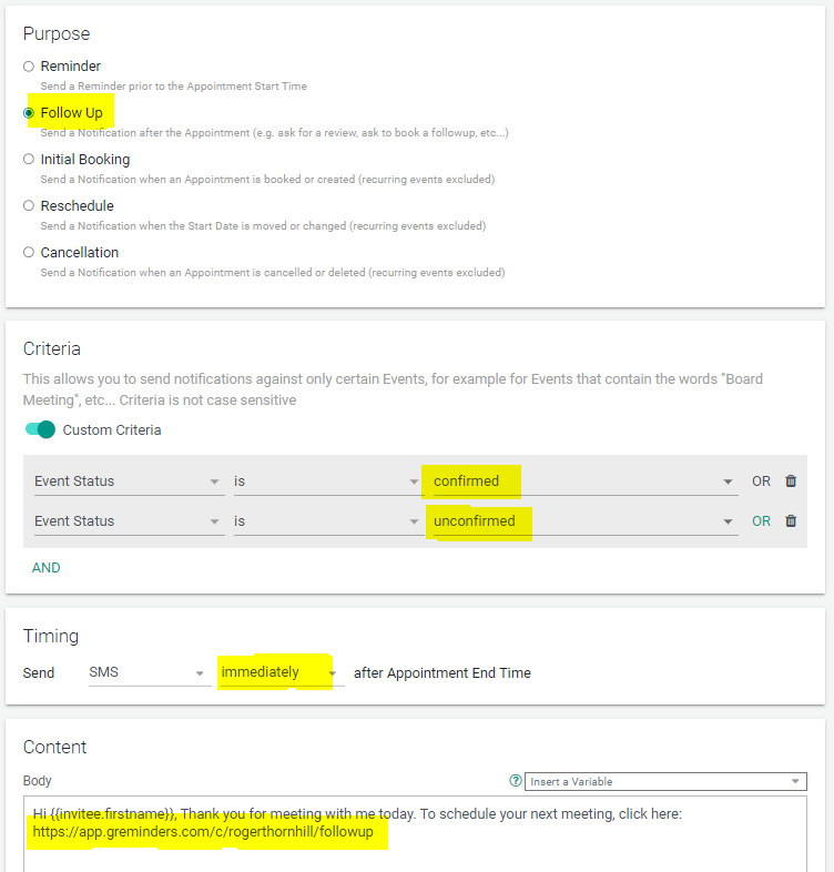 Schedule Followup