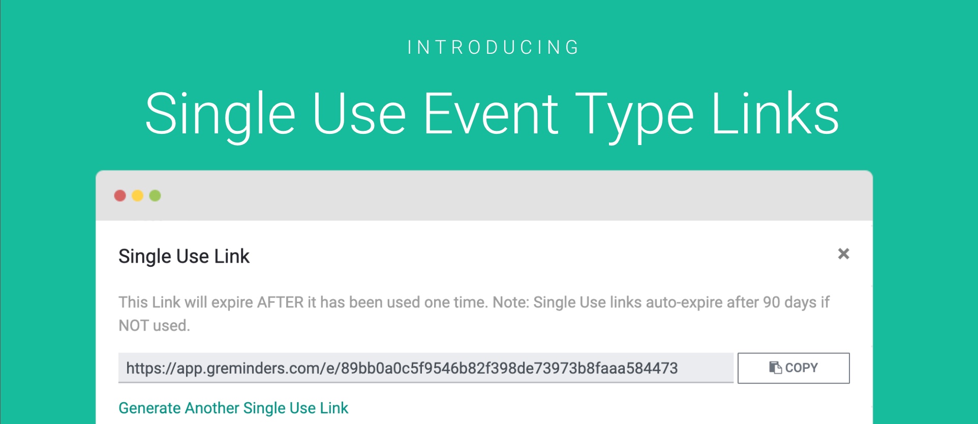 Single Use Event Type Links