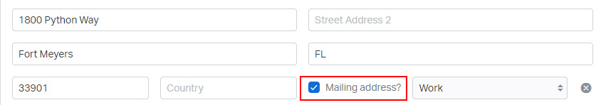 Address in wealthbox