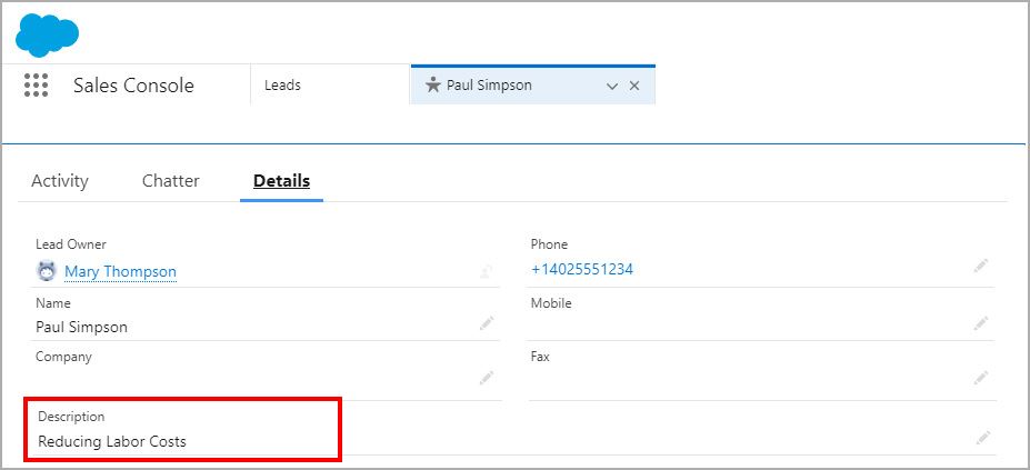 Question mapped to Salesforce