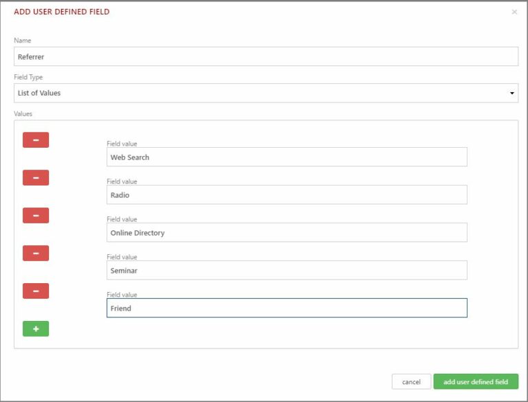Map to User Defined Fields in Redtail (UDFs) GReminders