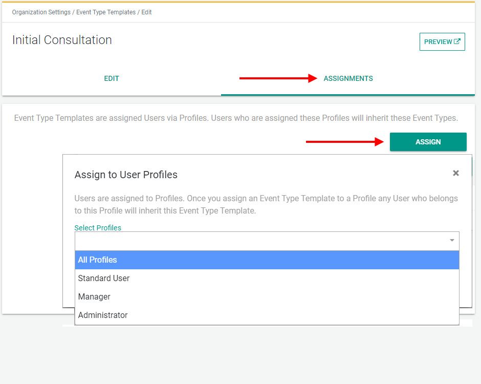 Assign a template to a profile