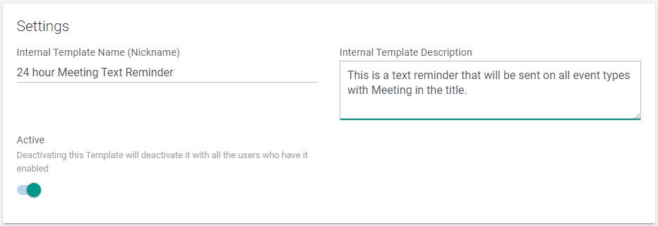 Reminder Template Settings