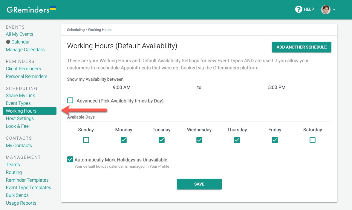 Multiple Working Hours and Schedules SMS / Text Reminders for Google