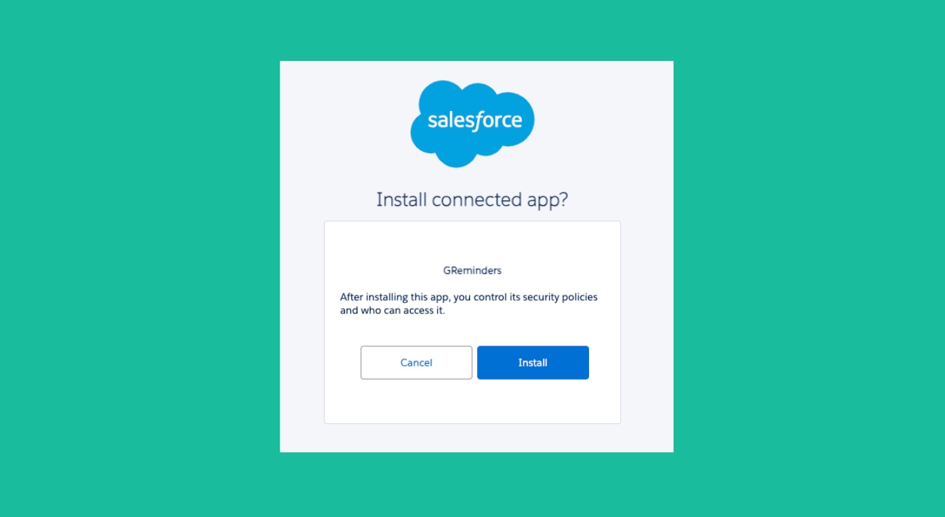 Install Salesforce App OAuth Admin
